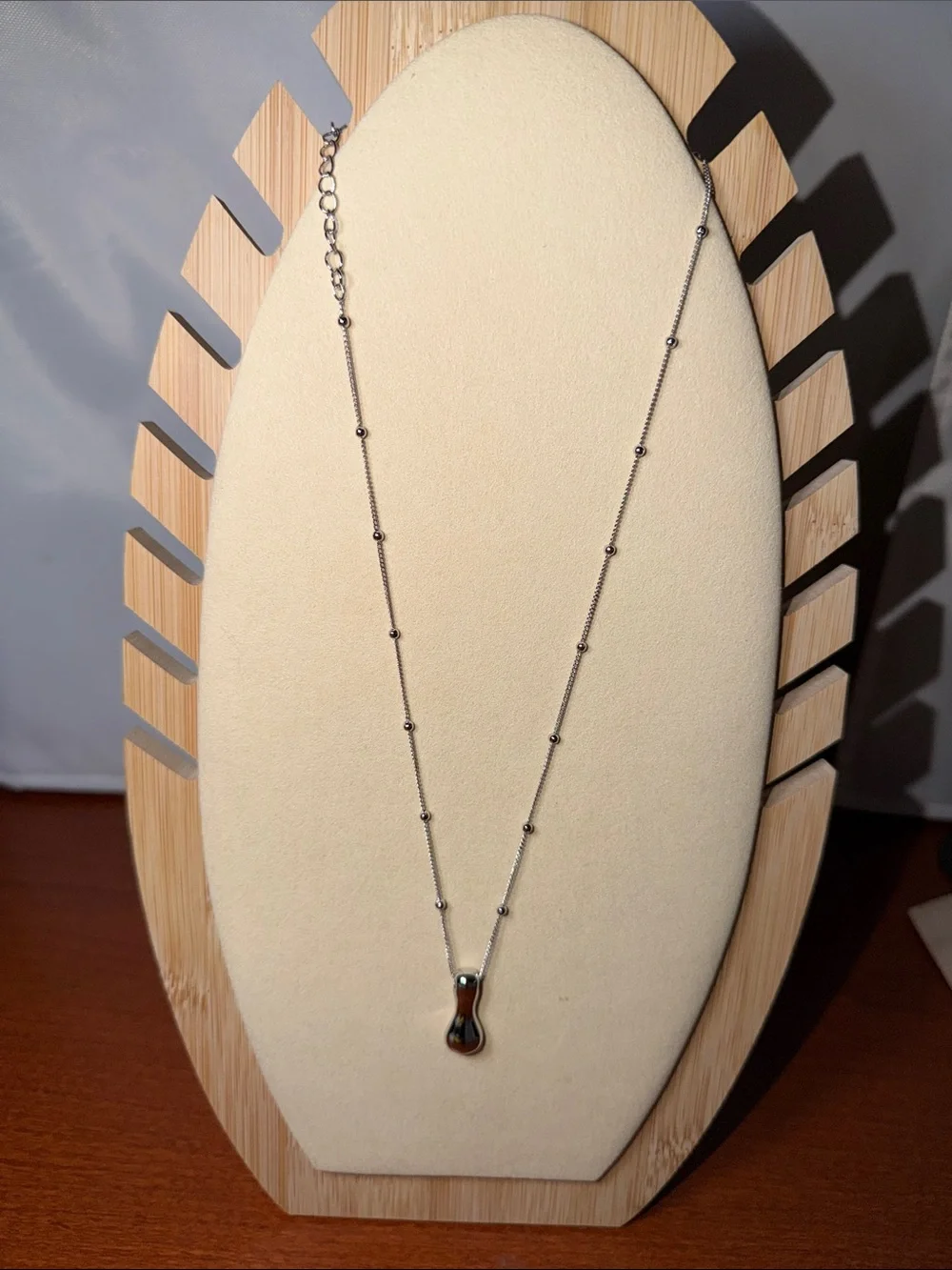 Sterling Silver Teardrop Pendant Necklace - Silver